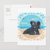 Skye Terrier am Strand Postkarte (Vorne/Hinten)