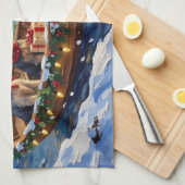 Skye Terrier Christmas Boat Holiday Geschirrtuch (Viertel Falte)