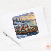 Skye Terrier Christmas Boat Holiday Quadratischer Aufkleber (Umschlag)