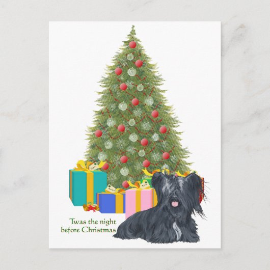 Skye Terrier Christmas Feiertagspostkarte (Vorderseite)
