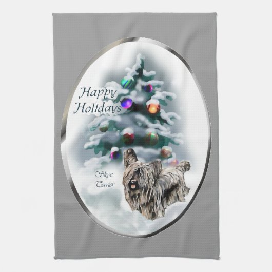 Skye Terrier Christmas Handtuch (Vertikal)