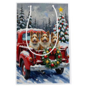 Skye Terrier Christmas Red Truck Holiday Mittlere Geschenktüte (Vorderseite)