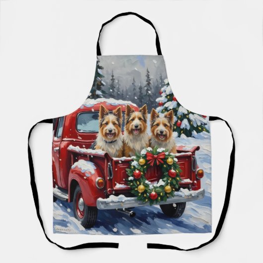 Skye Terrier Christmas Red Truck Holiday Schürze (Vorderseite)