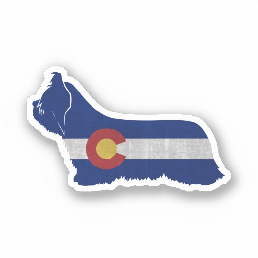 Skye Terrier Colorado Flag Silhouette Aufkleber (Vorderseite)