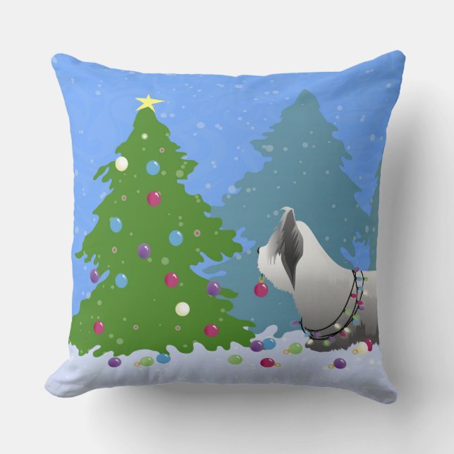 Skye Terrier Decoration Weihnachtsbaum - Wald Kissen (Vorderseite)