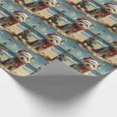 Skye Terrier Dog Christmas Vintag Beach Geschenkpapier (Ecke)