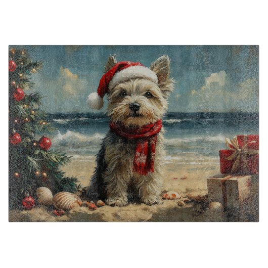 Skye Terrier Dog Christmas Vintag Beach Schneidebrett (Vorderseite)