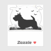 Skye Terrier Dog � Halloween Moon Silhouette Class Aufkleber (Blatt)