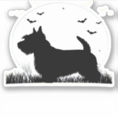 Skye Terrier Dog � Halloween Moon Silhouette Class Aufkleber (Vorderseite)