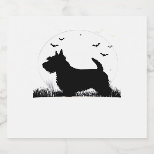 Skye Terrier Dog � Halloween Moon Silhouette Class Schaumweinetikett (Einzelnes Label)