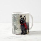 Skye Terrier Dog in Snow Weihnachten Kaffeetasse (VorderseiteRechts)