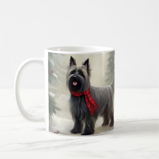 Skye Terrier Dog in Snow Weihnachten Kaffeetasse (Links)