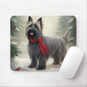 Skye Terrier Dog in Snow Weihnachten Mousepad (Mit Mouse)