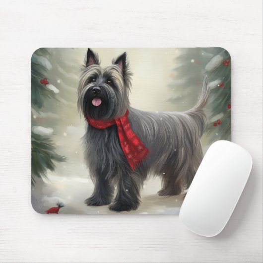Skye Terrier Dog in Snow Weihnachten Mousepad (Mit Mouse)