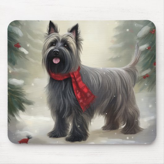 Skye Terrier Dog in Snow Weihnachten Mousepad (Vorne)