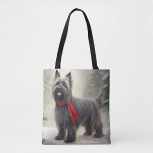 Skye Terrier Dog in Snow Weihnachten Tasche
