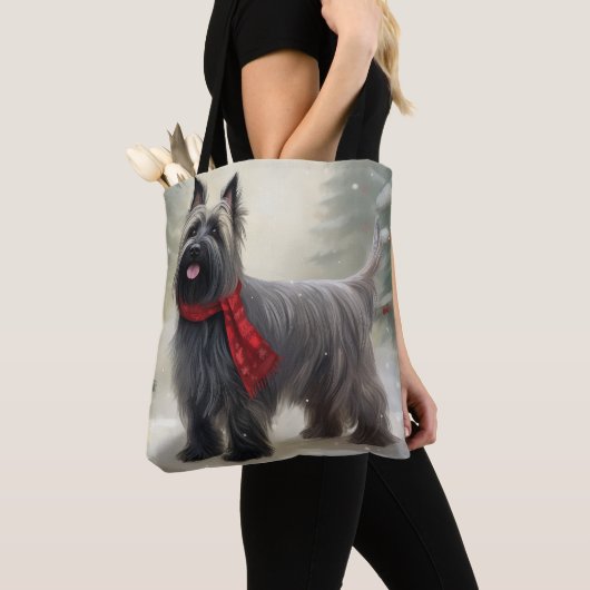 Skye Terrier Dog in Snow Weihnachten Tasche (Von Nahem)