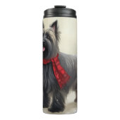 Skye Terrier Dog in Snow Weihnachten Thermosbecher (Vorderseite)