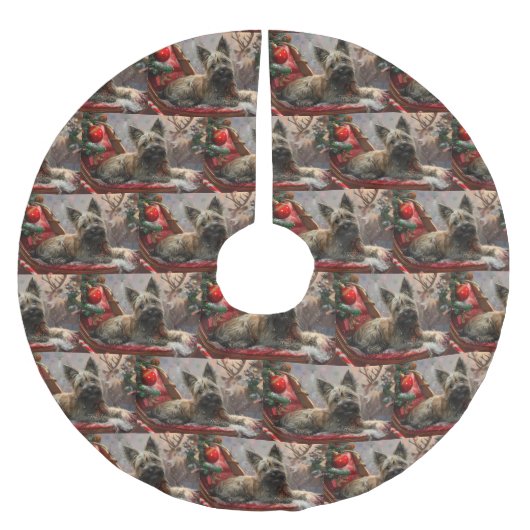 Skye Terrier Dog Weihnachtsfest Polyester Weihnachtsbaumdecke (Vorderseite)