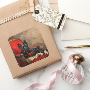 Skye Terrier Dog Weihnachtsfest Quadratischer Aufkleber