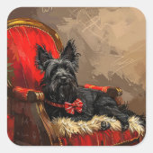 Skye Terrier Dog Weihnachtsfest Quadratischer Aufkleber (Vorderseite)