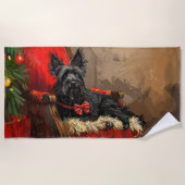 Skye Terrier Dog Weihnachtsfest Strandtuch (Vorderseite)