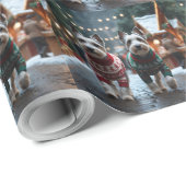 Skye Terrier Dogs Christmas Snow Holiday  Geschenkpapier (Rolleneckpunkt)