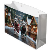 Skye Terrier Dogs Christmas Snow Holiday  Große Geschenktüte (Rückseite Schrägansicht)