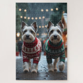 Skye Terrier Dogs Christmas Snow Holiday  Puzzle (Vertikal)