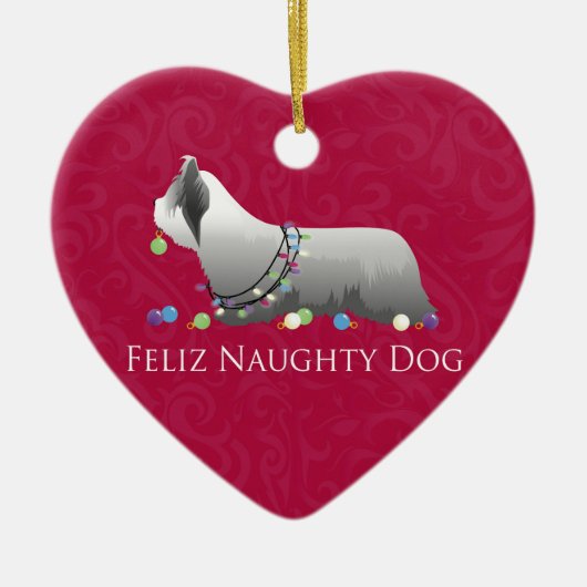 Skye Terrier Frohe Weihnachtsgestaltung Keramik Ornament (Vorne)