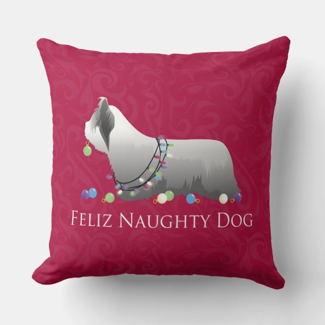 Skye Terrier Frohe Weihnachtsgestaltung Kissen (Vorderseite)