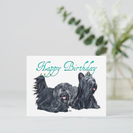 Skye Terrier Geburtstagskarten Postkarte (Stehend Vorderseite)