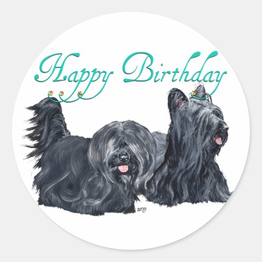 Skye Terrier Geburtstagskarten Runder Aufkleber (Vorderseite)