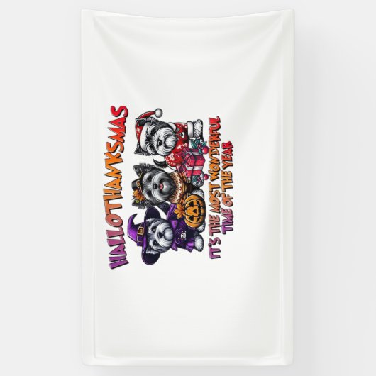 Skye Terrier Halloween Erntedank Weihnachtsklas Banner (Vertikal)