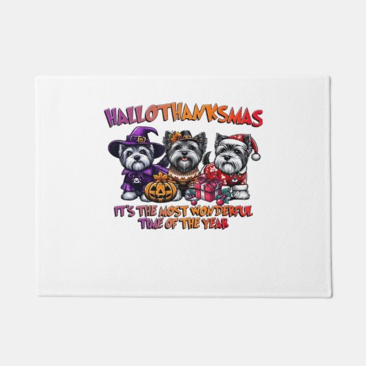 Skye Terrier Halloween Erntedank Weihnachtsklas Fußmatte (Vorderseite)