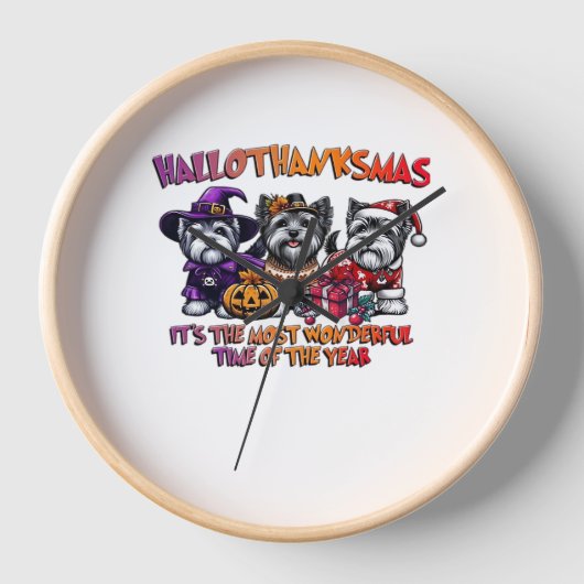 Skye Terrier Halloween Erntedank Weihnachtsklas Uhr (Vorderseite)