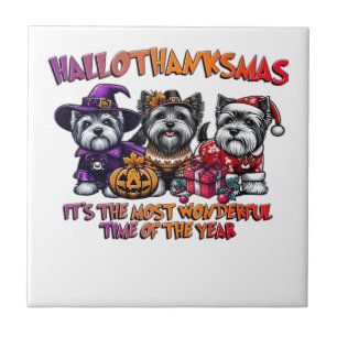 Skye Terrier Halloween Erntedankfest Weihnachten K Fliese