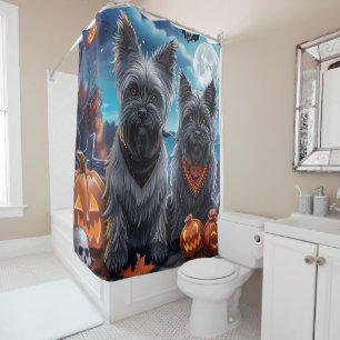 Skye Terrier Halloween Gruselig Duschvorhang
