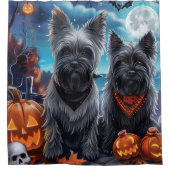 Skye Terrier Halloween Spooky Duschvorhang (Vorderseite)
