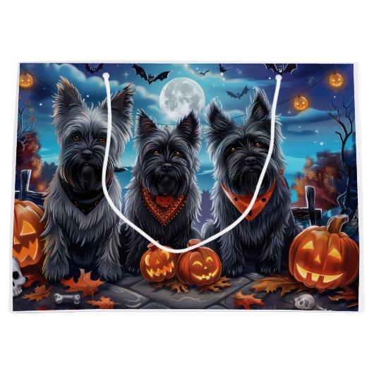 Skye Terrier Halloween Spooky Große Geschenktüte (Vorderseite)
