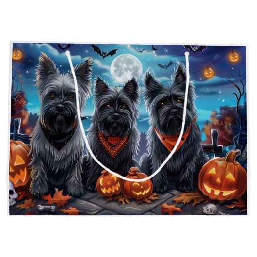 Skye Terrier Halloween Spooky Große Geschenktüte (Rückseite)