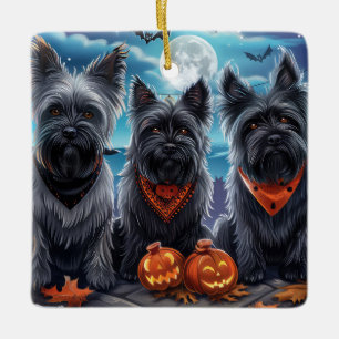 Skye Terrier Halloween Spooky Keramikornament