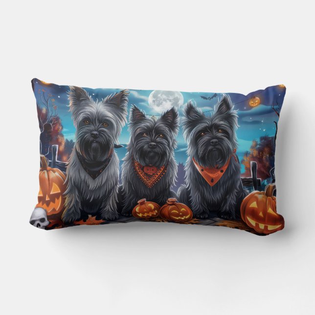 Skye Terrier Halloween Spooky Lendenkissen (Rückseite)