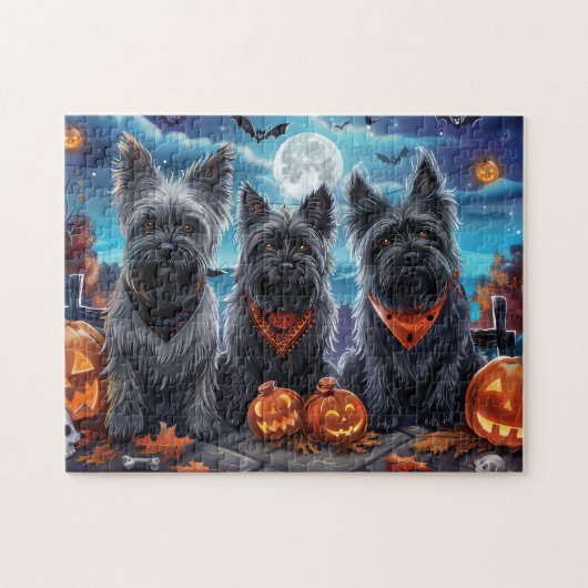 Skye Terrier Halloween Spooky Puzzle (Horizontal)