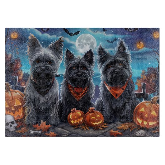 Skye Terrier Halloween Spooky Schneidebrett (Vorderseite)