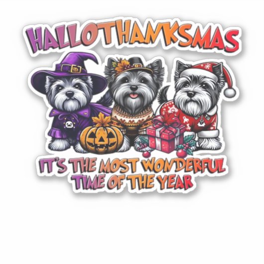 Skye Terrier Halloween Thanksgiving Christmas Clas Aufkleber (Vorderseite)