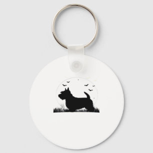 Skye Terrier Hund � Halloween Mond Silhouette Klas Schlüsselanhänger