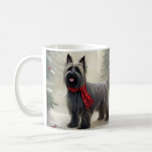 Skye Terrier Hund im Schnee Weihnachten  Kaffeetasse