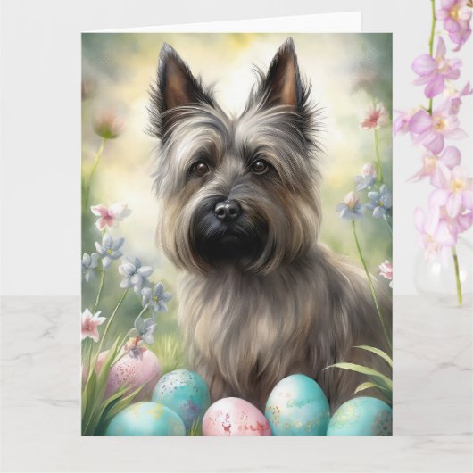 Skye Terrier Hund mit Ostereiern Urlaub Karte (Orchidee)