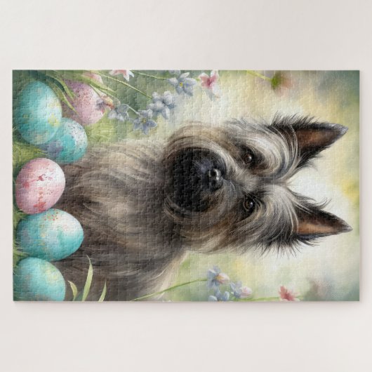 Skye Terrier Hund mit Ostereiern Urlaub Puzzle (Horizontal)